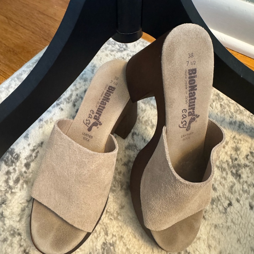 BioNatura Beige Suede Wedge Sandals